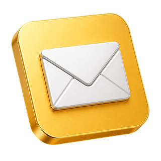 Ícone 3D de envelope decorativo exibido na página de contato